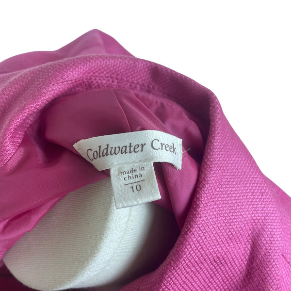 Coldwater Creek Womens Pink Linen-Blend Blazer Chic Button-Up Jacket Size 10