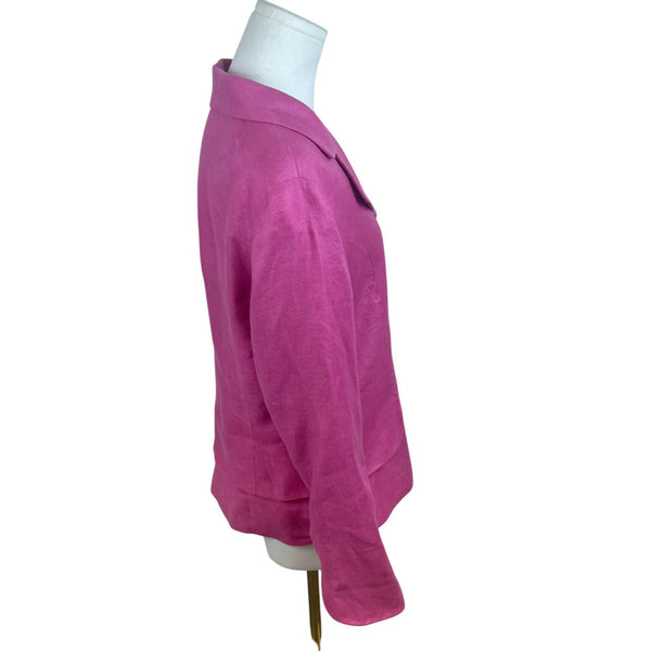 Coldwater Creek Womens Pink Linen-Blend Blazer Chic Button-Up Jacket Size 10