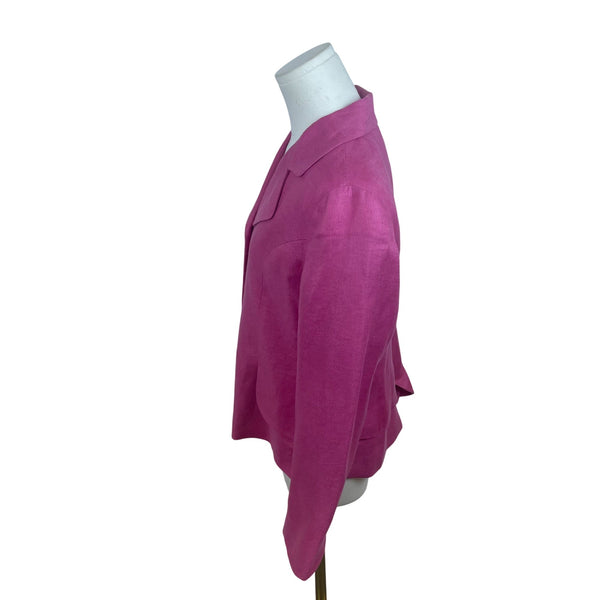Coldwater Creek Womens Pink Linen-Blend Blazer Chic Button-Up Jacket Size 10