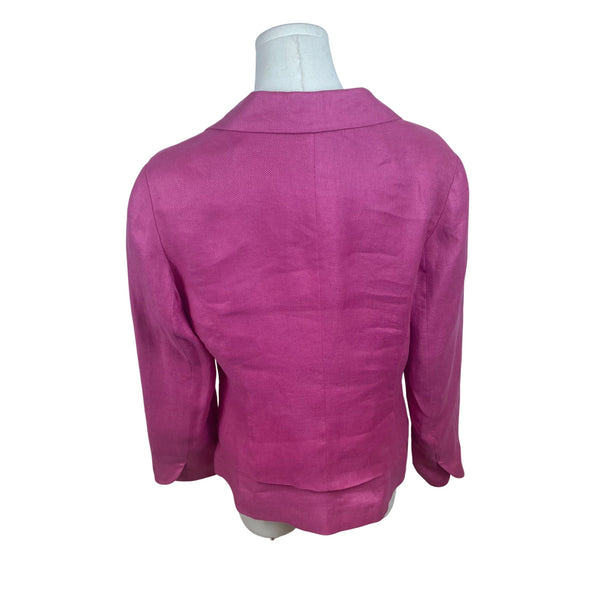 Coldwater Creek Womens Pink Linen-Blend Blazer Chic Button-Up Jacket Size 10