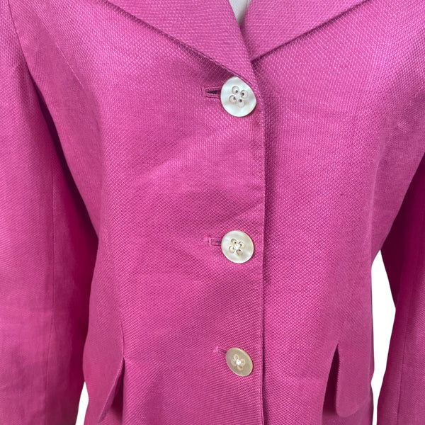 Coldwater Creek Womens Pink Linen-Blend Blazer Chic Button-Up Jacket Size 10