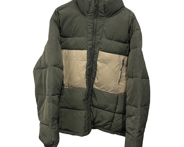 H&M Divided Mens Green Tan Puffer Jacket Polyester Lightweight XL Winter Coat