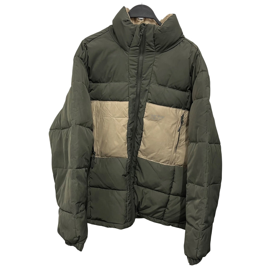 H&M Divided Mens Green Tan Puffer Jacket Polyester Lightweight XL Winter Coat