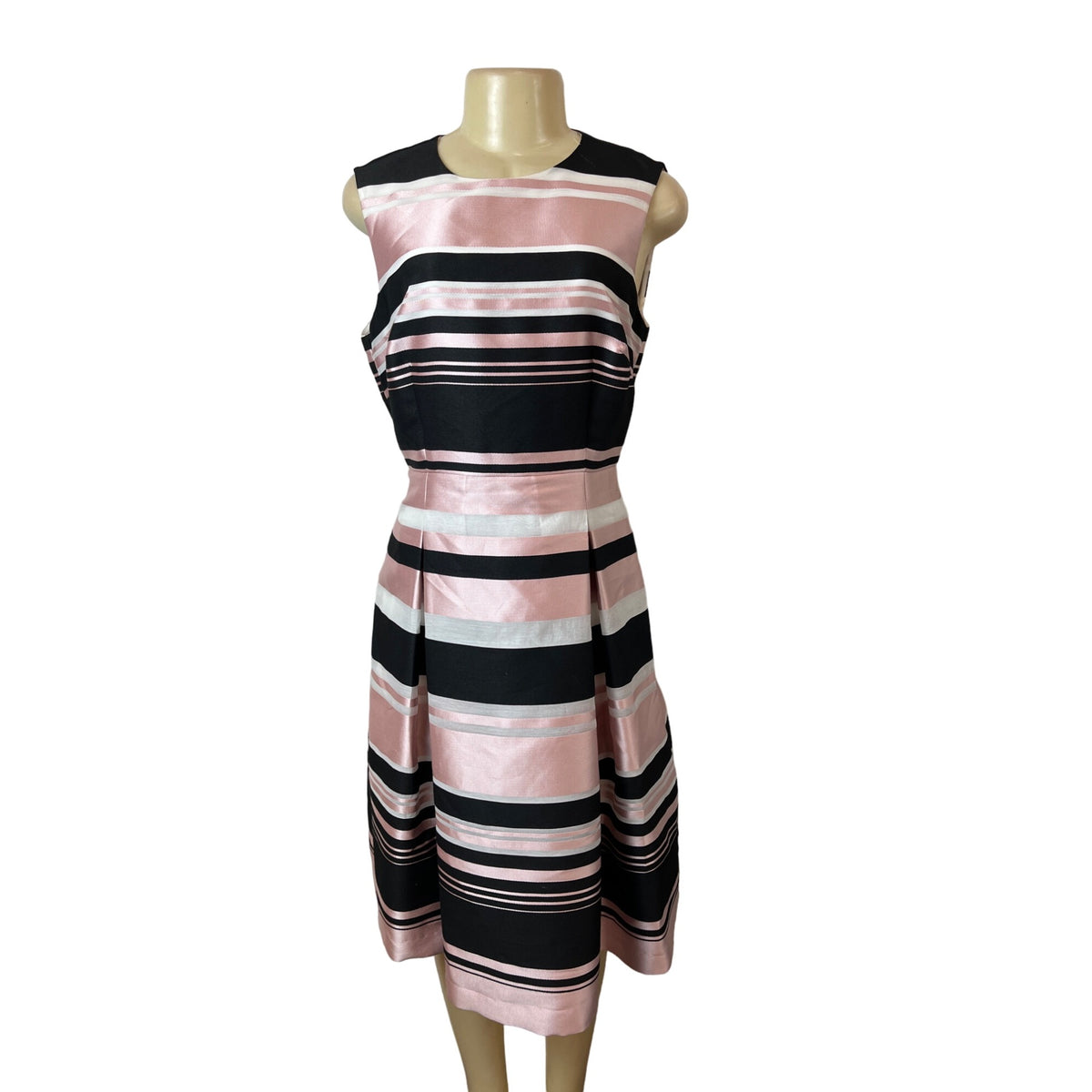 Hobbs London Womens Black Pink A-Line Striped Dress With Cropped Jacket Sz 8 New