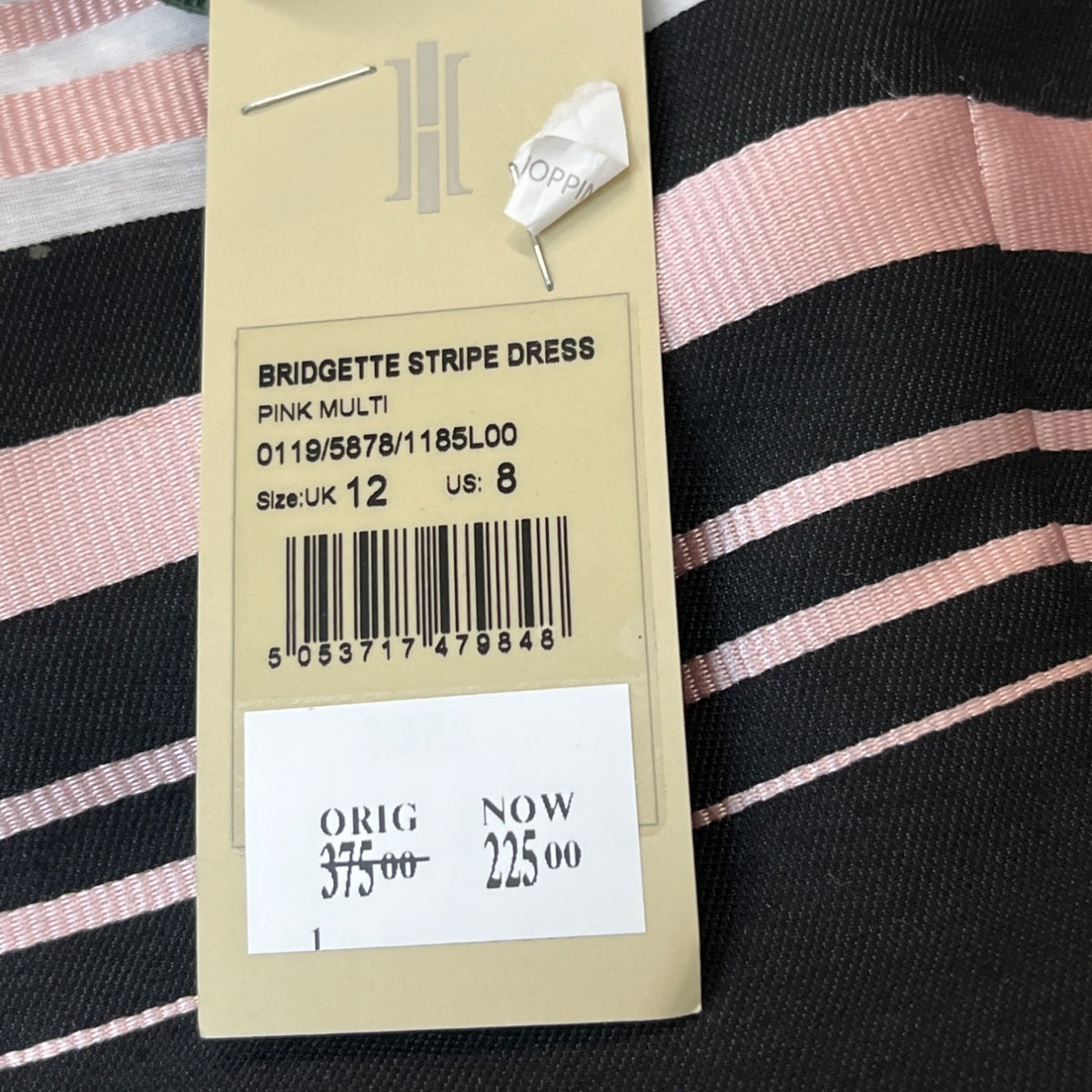Hobbs London Womens Black Pink A-Line Striped Dress With Cropped Jacket Sz 8 New