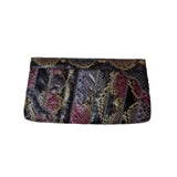 Vintage Women’s Purple Pink Python Skin Gold Chain Clutch and Sholder Bag