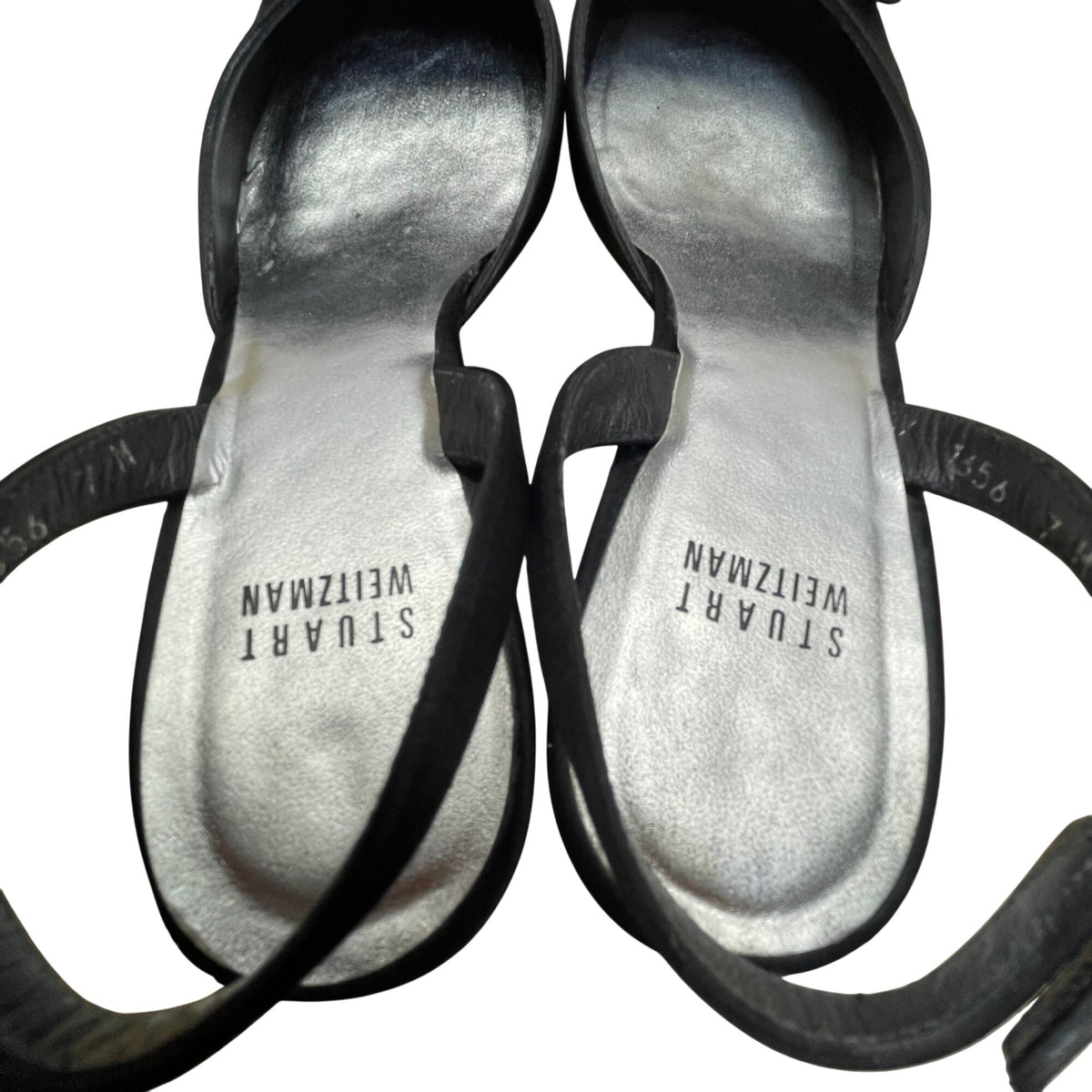 Stuart Weitzman Women’s Black Satin Rhinestone Froth honey Slingback Heels Sz 7M