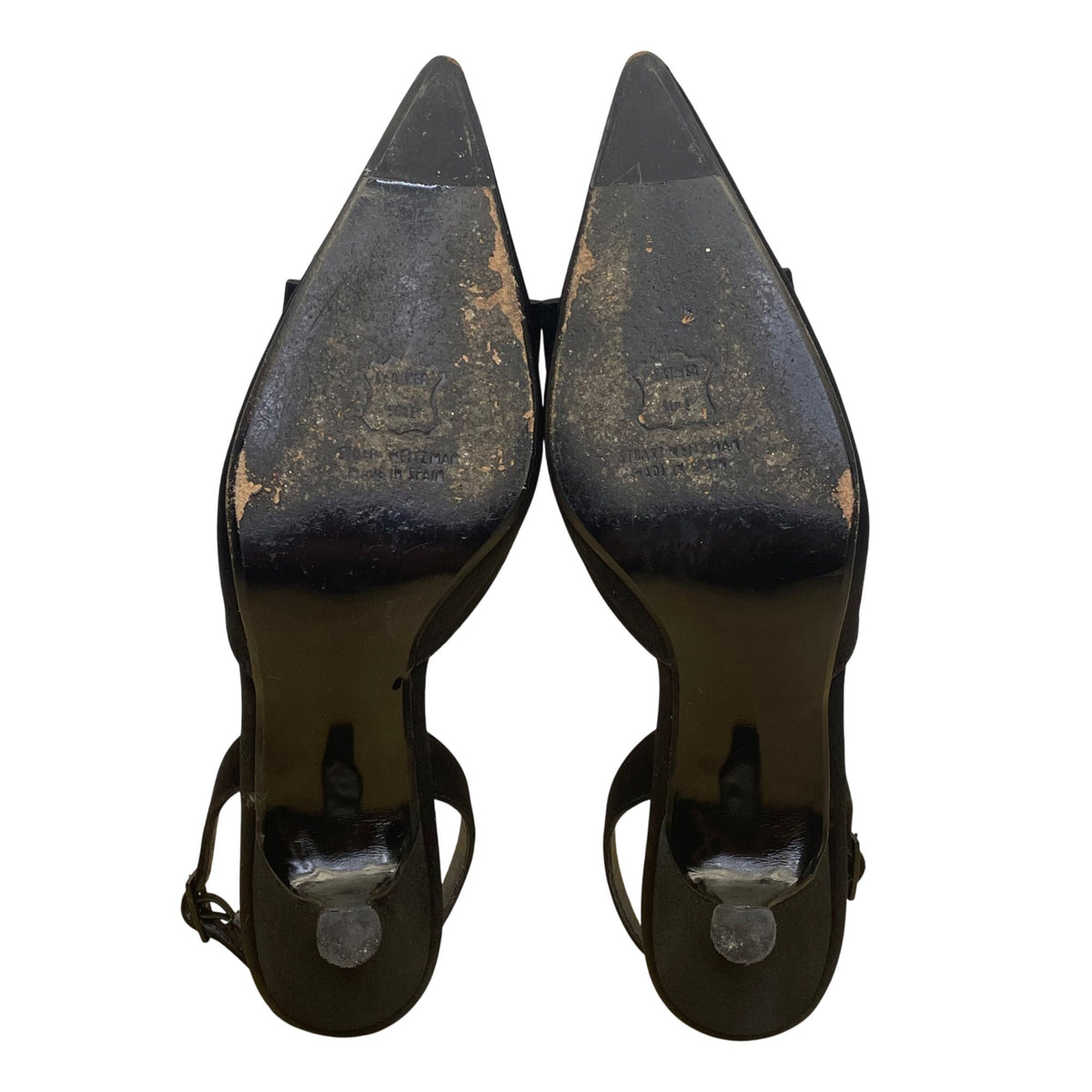 Stuart Weitzman Women’s Black Satin Rhinestone Froth honey Slingback Heels Sz 7M