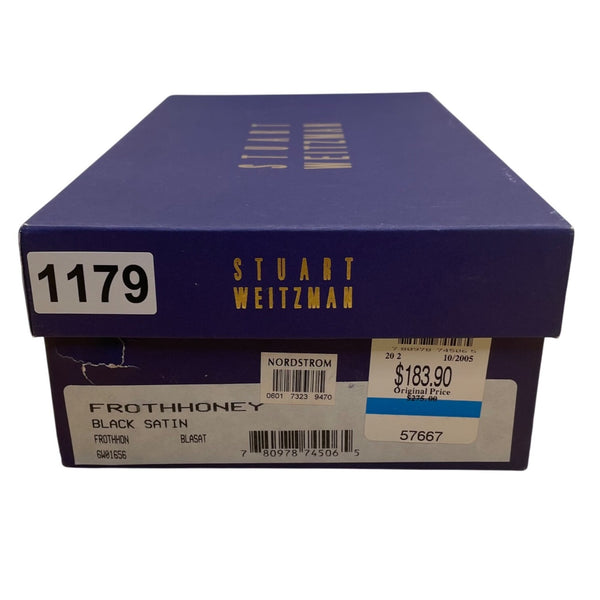 Stuart Weitzman Women’s Black Satin Rhinestone Froth honey Slingback Heels Sz 7M