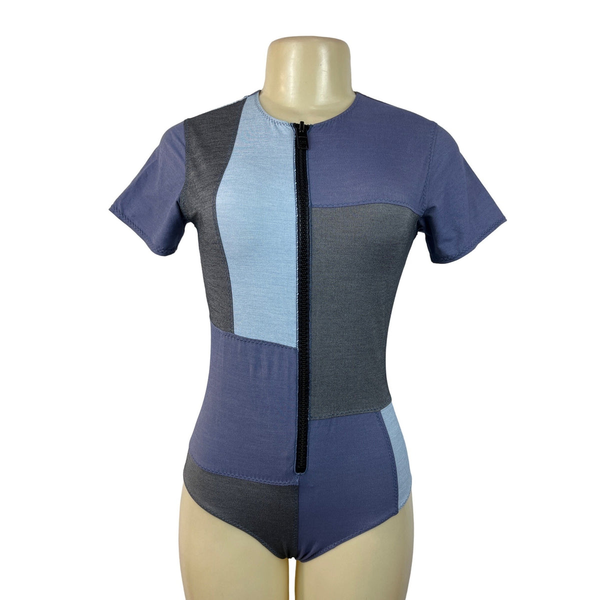 Lisa Marie Fernandez Women's Blue and Gray Zip Up Bodysuit Sz 11 (EU 45)