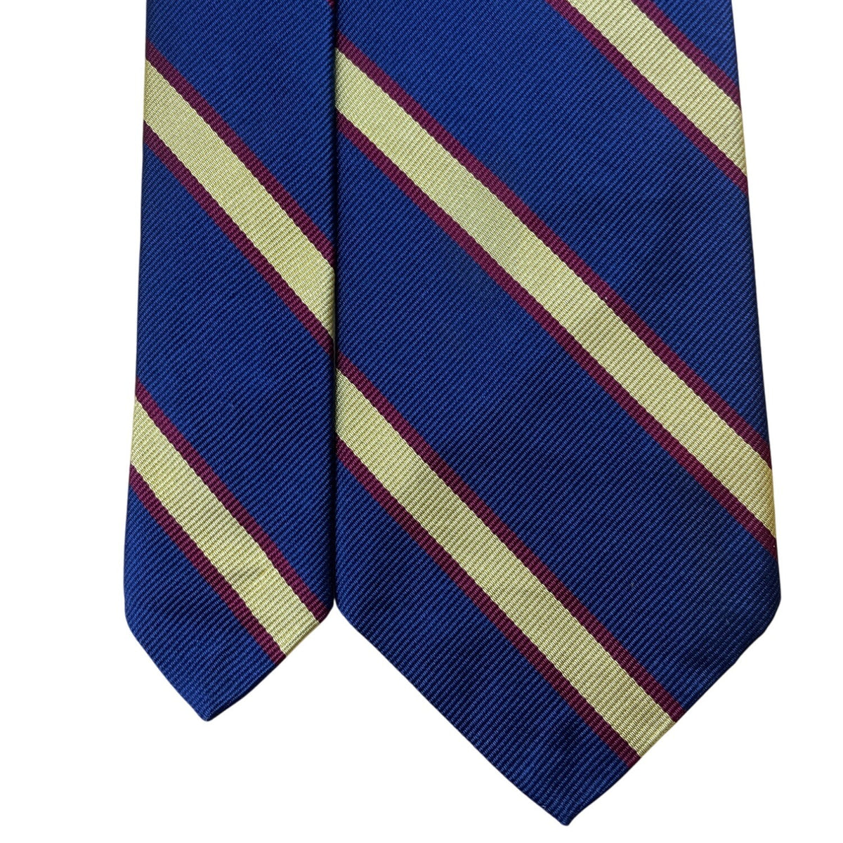 Vintage Brooks Brothers Blue Striped Silk Necktie Gold & Burgundy Accents