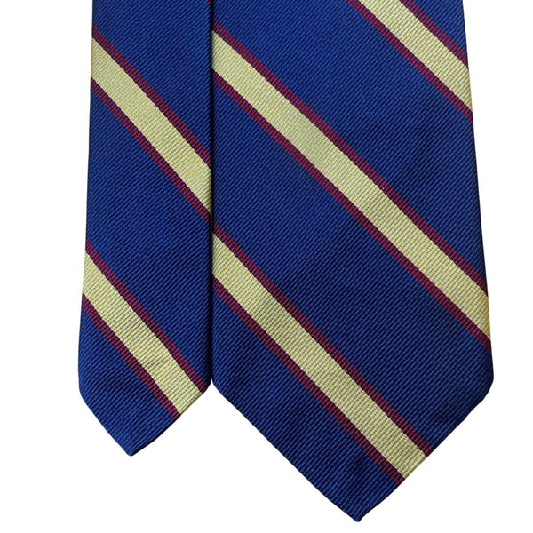 Vintage Brooks Brothers Blue Striped Silk Necktie Gold & Burgundy Accents