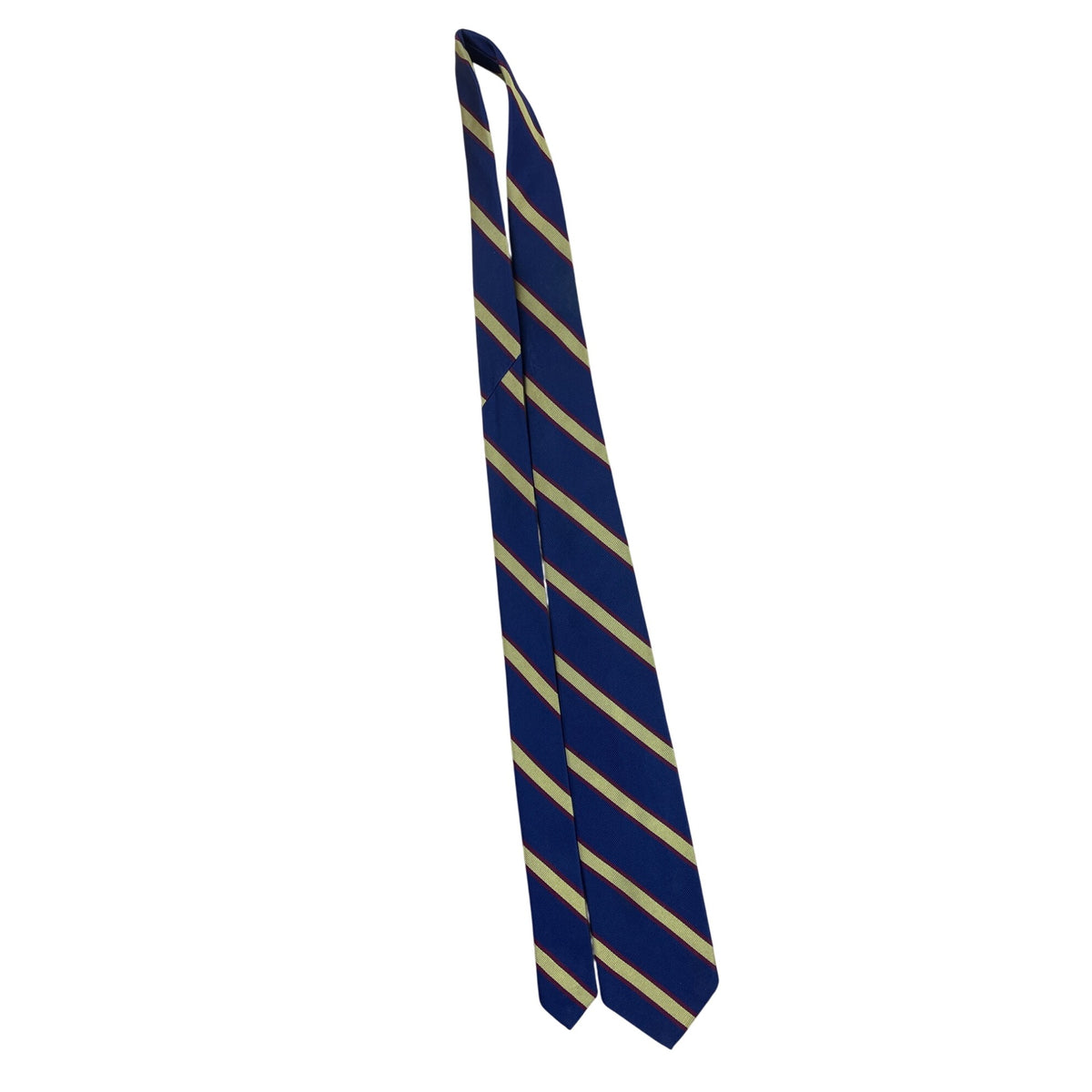 Vintage Brooks Brothers Blue Striped Silk Necktie Gold & Burgundy Accents