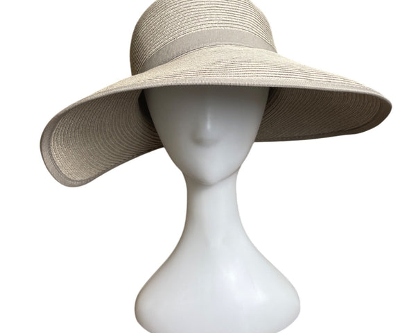 Sun and Sand Womens Wide Brim Paper Straw Sun Hat Beige UPF 50+ New