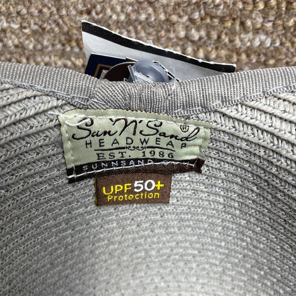 Sun and Sand Womens Wide Brim Paper Straw Sun Hat Beige UPF 50+ New