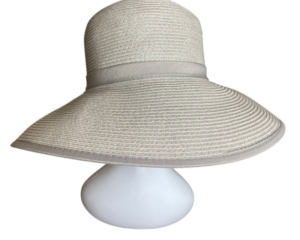 Sun and Sand Womens Wide Brim Paper Straw Sun Hat Beige UPF 50+ New