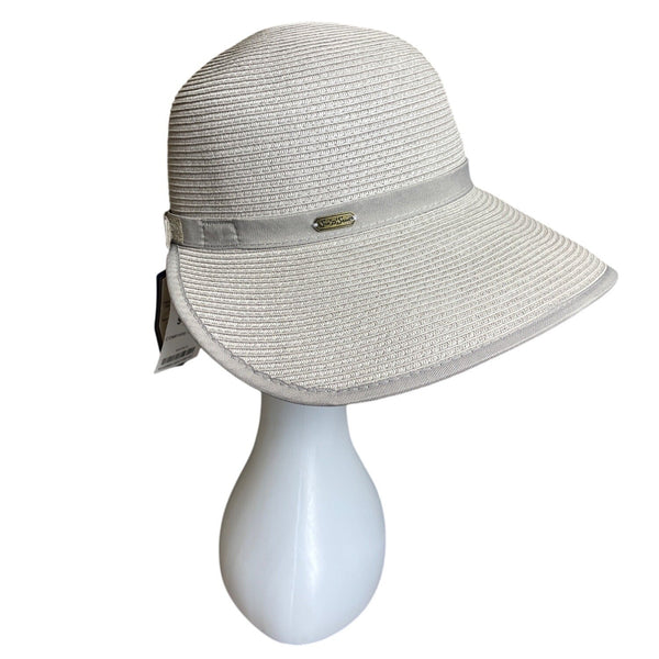 Sun and Sand Womens Wide Brim Paper Straw Sun Hat Beige UPF 50+ New