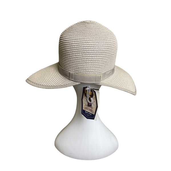 Sun and Sand Womens Wide Brim Paper Straw Sun Hat Beige UPF 50+ New