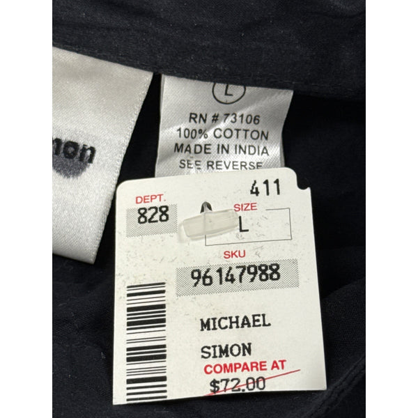 Michael Simon Women's Black Button-Up Tunic Dress With Embroidery Sz L - New