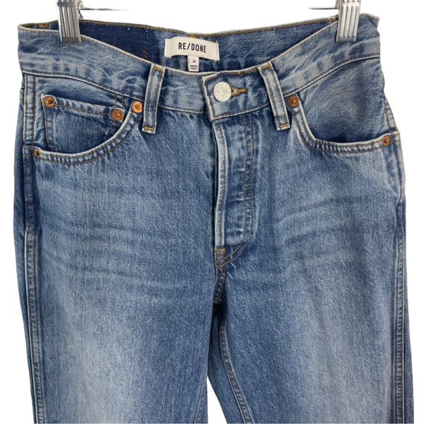Re/Done Women's Blue Wide Jeans with Distressed Look at Length End  Sz 24
