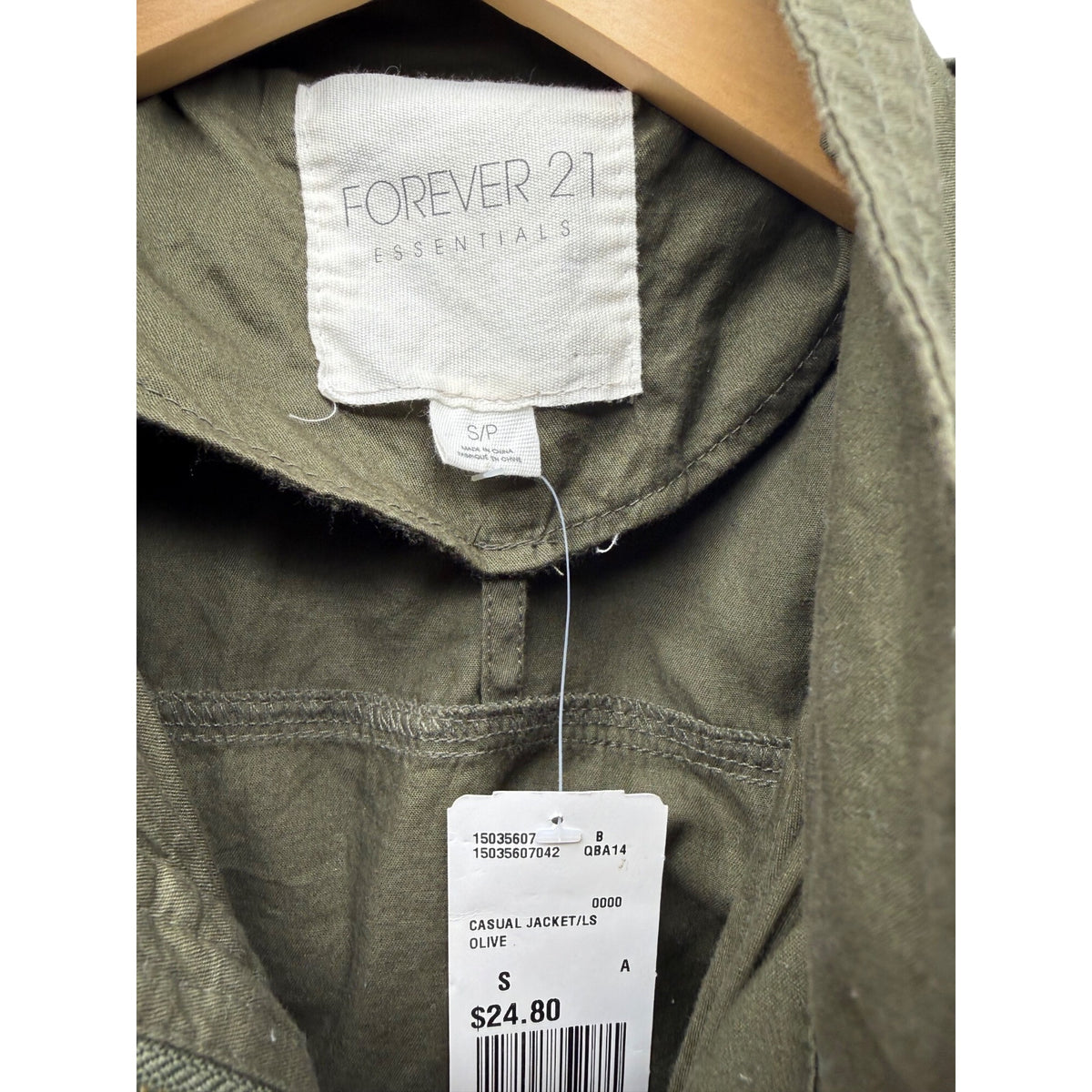 Forever 21 Womens Olive Casual Jacket Belted Lightweight Hooded Size S