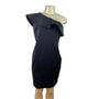 Calvin Klein Women Black One-Shoulder Ruffle Sheath Dress Elegant Cocktail Sz10P