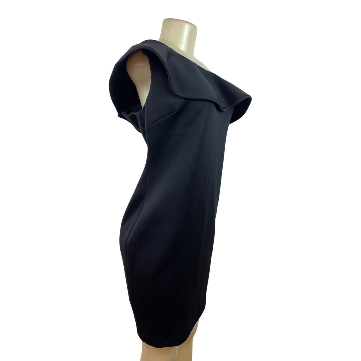 Calvin Klein Women Black One-Shoulder Ruffle Sheath Dress Elegant Cocktail Sz10P
