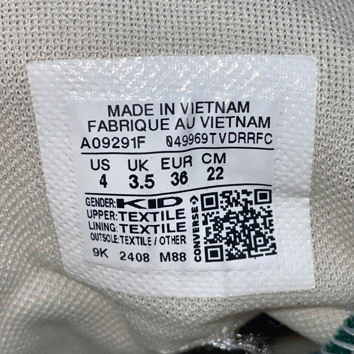 Converse Kids Girls Green Canvas All Star Lace-Up High Top Sneakers Size 4