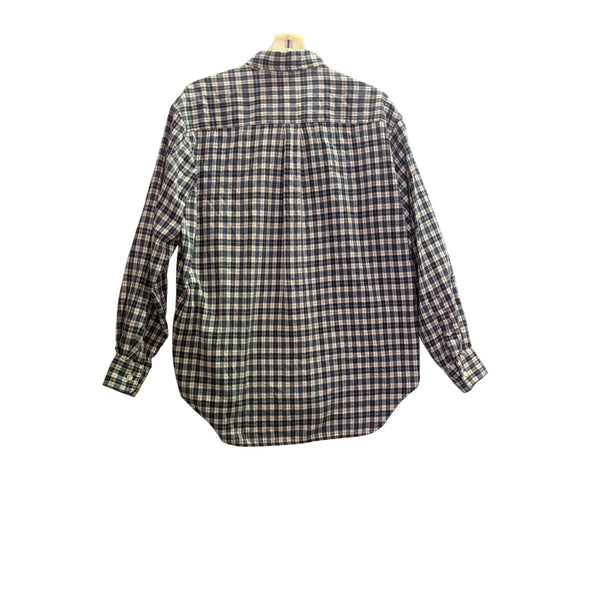 Banana Republic Mens Blue/White Button-Up Long Sleeve Plaid Shirt 100% Cotton Size S