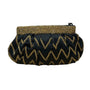 Vintage Genie Black Gold Beaded Zigzag Design Zipper Closure Evening Clutch Size S