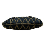Vintage Genie Black Gold Beaded Zigzag Design Zipper Closure Evening Clutch Size S