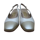 Salvatore Ferragamo Beige Nudo Calf Leather Slingback Delier Block Heels Sz 10B