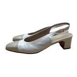 Salvatore Ferragamo Beige Nudo Calf Leather Slingback Delier Block Heels Sz 10B