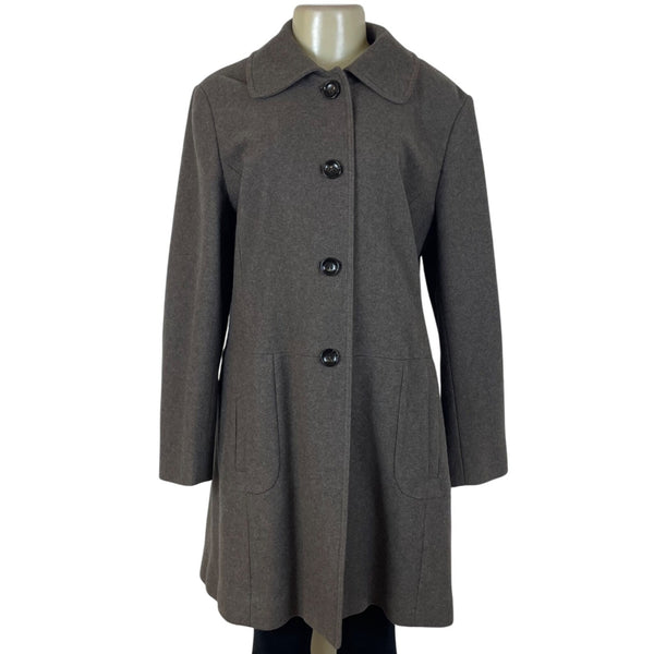 Banana Republic Womens Gray Wool Blend Button-Front Coat Sz XL