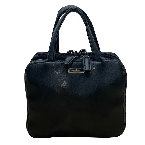 Nine West Women’s Black Faux Leather Double Zip Compact Mini Tote Handbag