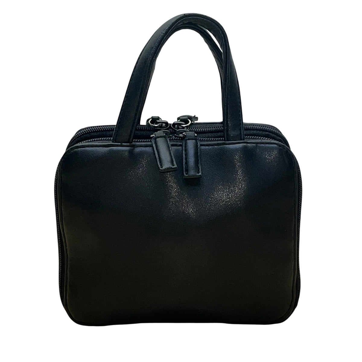 Nine West Women’s Black Faux Leather Double Zip Compact Mini Tote Handbag