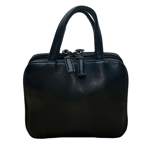 Nine West Women’s Black Faux Leather Double Zip Compact Mini Tote Handbag