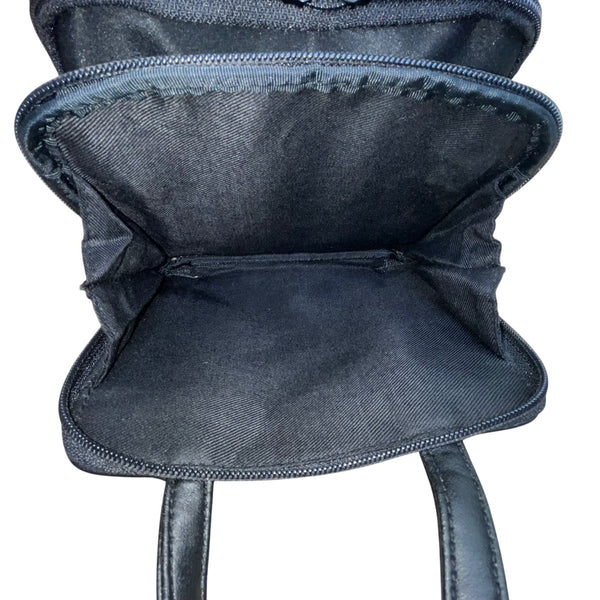 Nine West Women’s Black Faux Leather Double Zip Compact Mini Tote Handbag