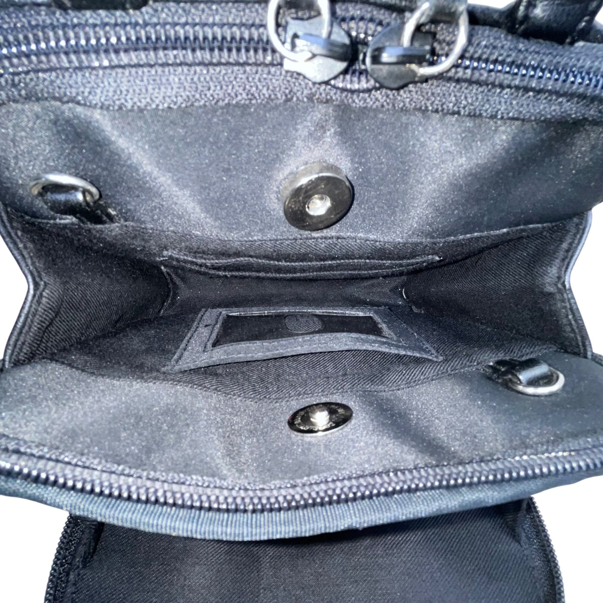 Nine West Women’s Black Faux Leather Double Zip Compact Mini Tote Handbag