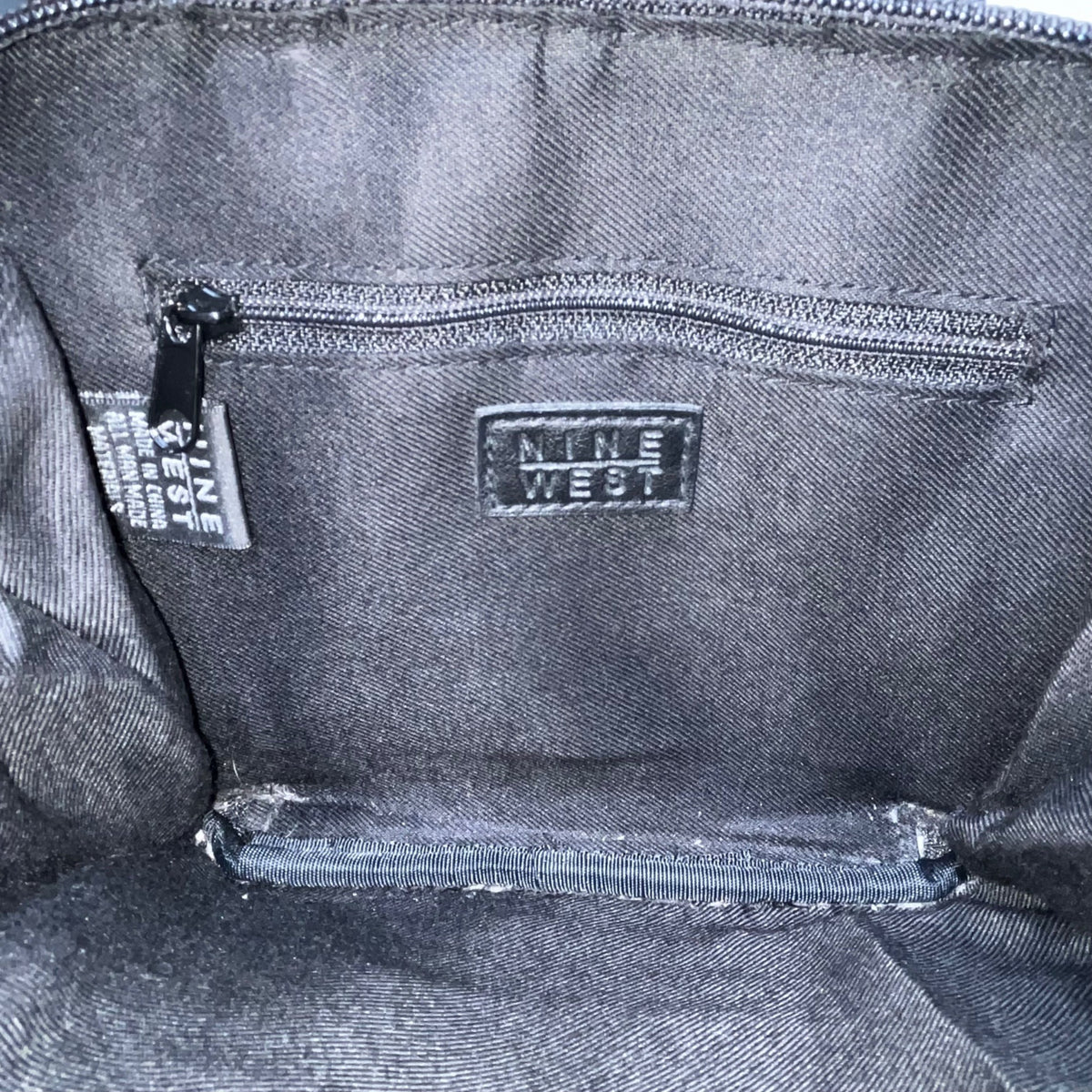 Nine West Women’s Black Faux Leather Double Zip Compact Mini Tote Handbag