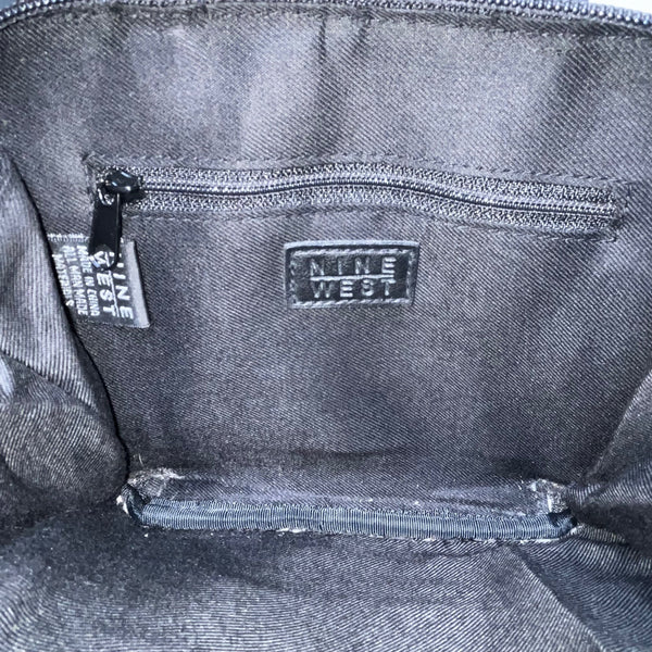 Nine West Women’s Black Faux Leather Double Zip Compact Mini Tote Handbag