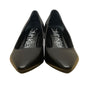 Calvin Klein Black Leather Gold Accent Nita Block Heel Pumps Size 7.5M