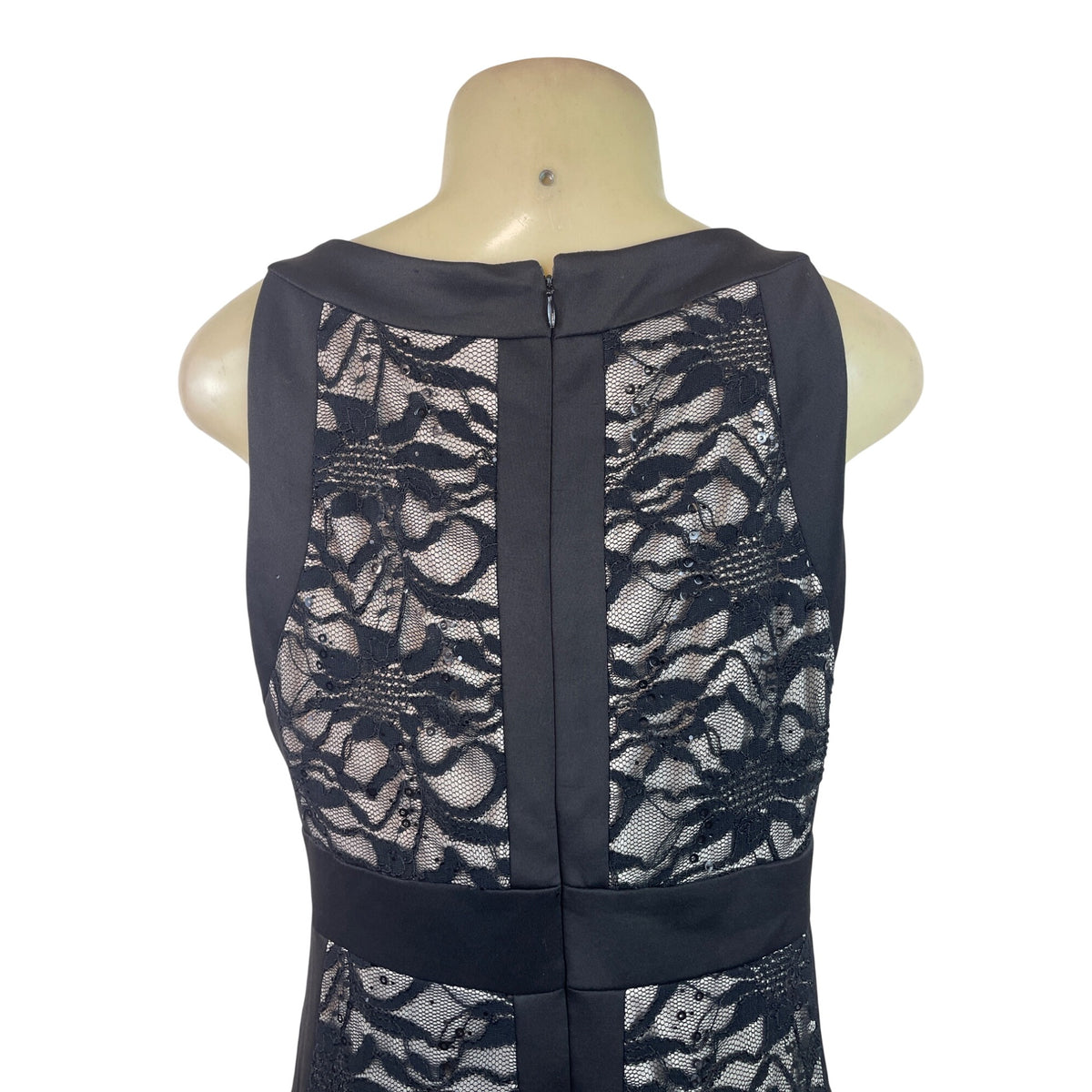R&M Richards Petite Black Sleeveless Lace Overlay Sheath Dress Size 12P