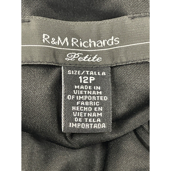 R&M Richards Petite Black Sleeveless Lace Overlay Sheath Dress Size 12P