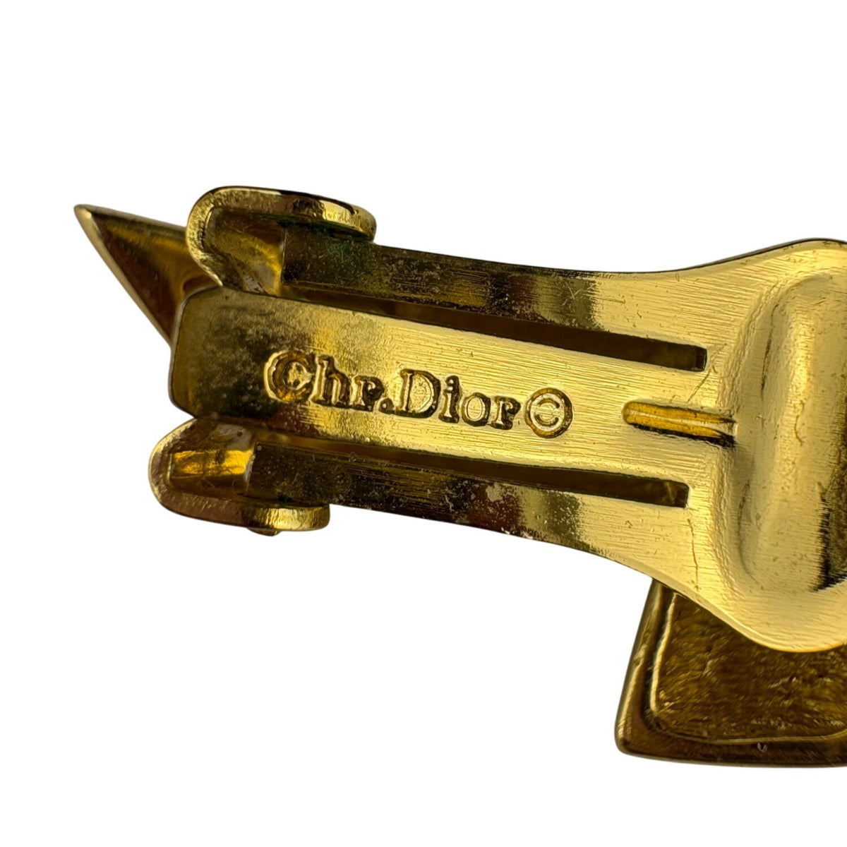 Christian Dior Women’s Gold Tone Black Rhinestone Clip-On Earrings Fashion Jewelry