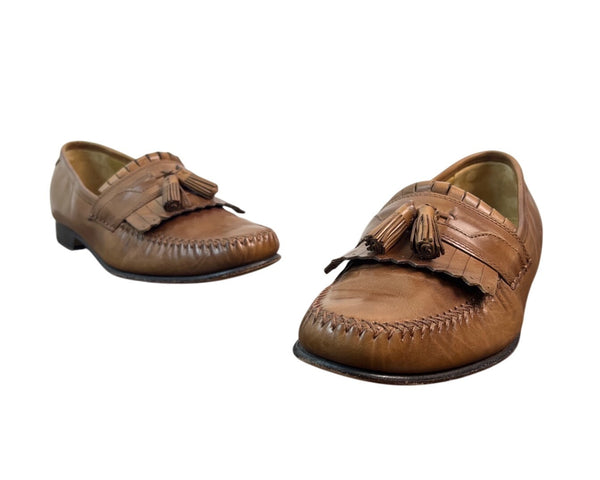 Johnston & Murphy Men’s Tan Leather Breland Kiltie Tassel Saddle Loafer Sz 9.5M