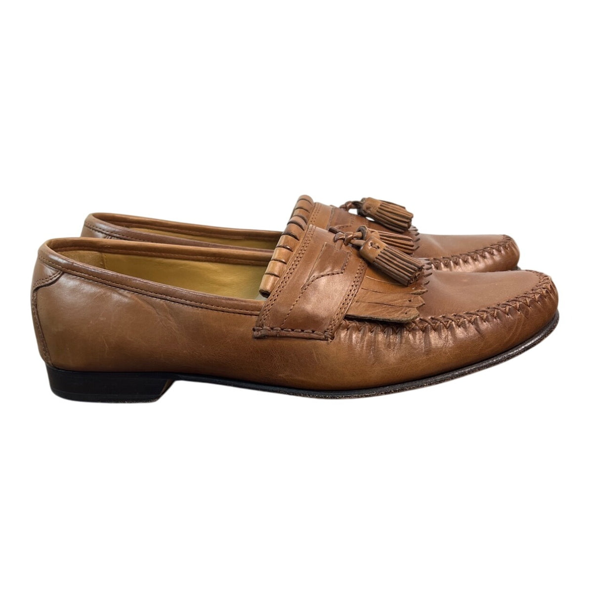 Johnston & Murphy Men’s Tan Leather Breland Kiltie Tassel Saddle Loafer Sz 9.5M