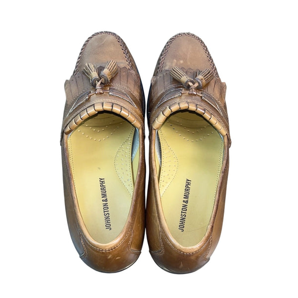 Johnston & Murphy Men’s Tan Leather Breland Kiltie Tassel Saddle Loafer Sz 9.5M