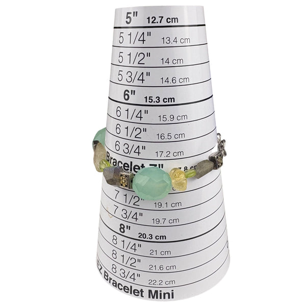 Pj Sterling Womens Multicolor Gemstone Charm Bracelet Adjustable 6 Inches