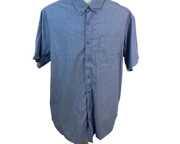 Eddie Bauer Men Short Sleeve Button-Up Shirt Blue Anchor Print Size 3XL - New
